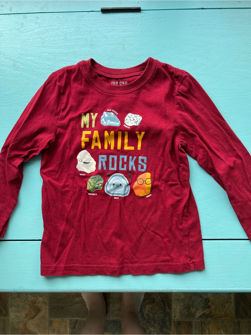 okie dokie Red Long-Sleeve 'My Family Rocks' Tee